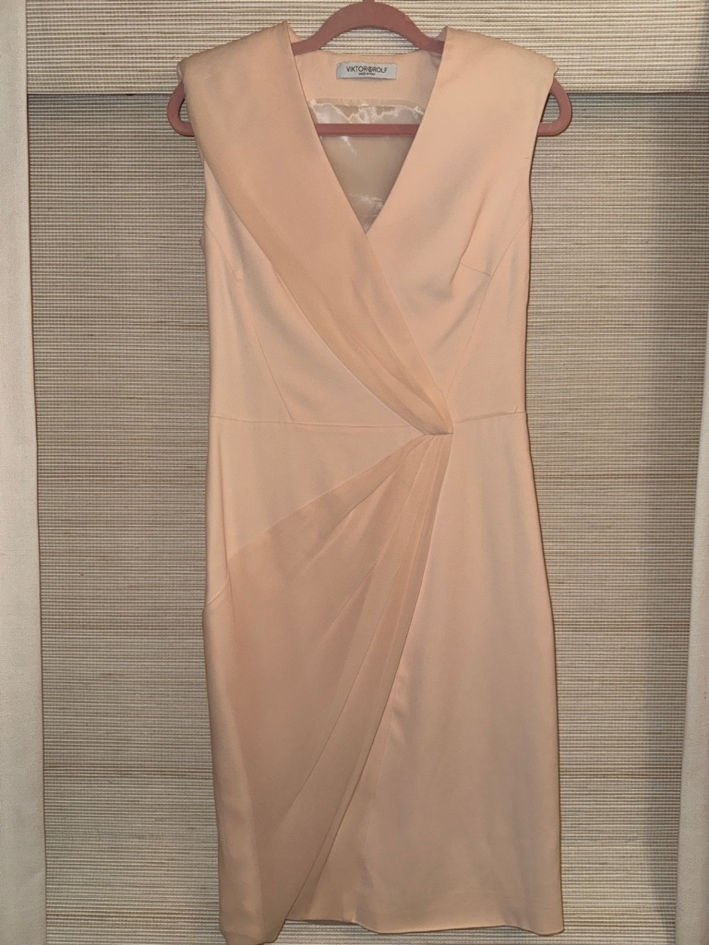 Viktor & Rolf Soft Pink Draped Sheath Midi Dress - Size 42